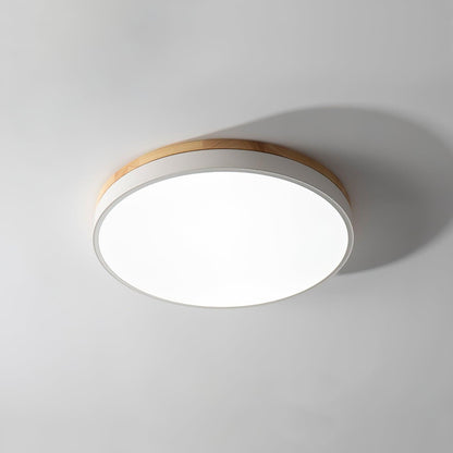 White Round Wooden Flush mount light Ceiling Lamp