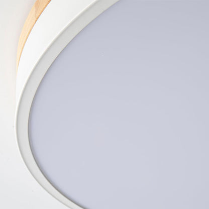 White Round Wooden Flush mount light Ceiling Lamp