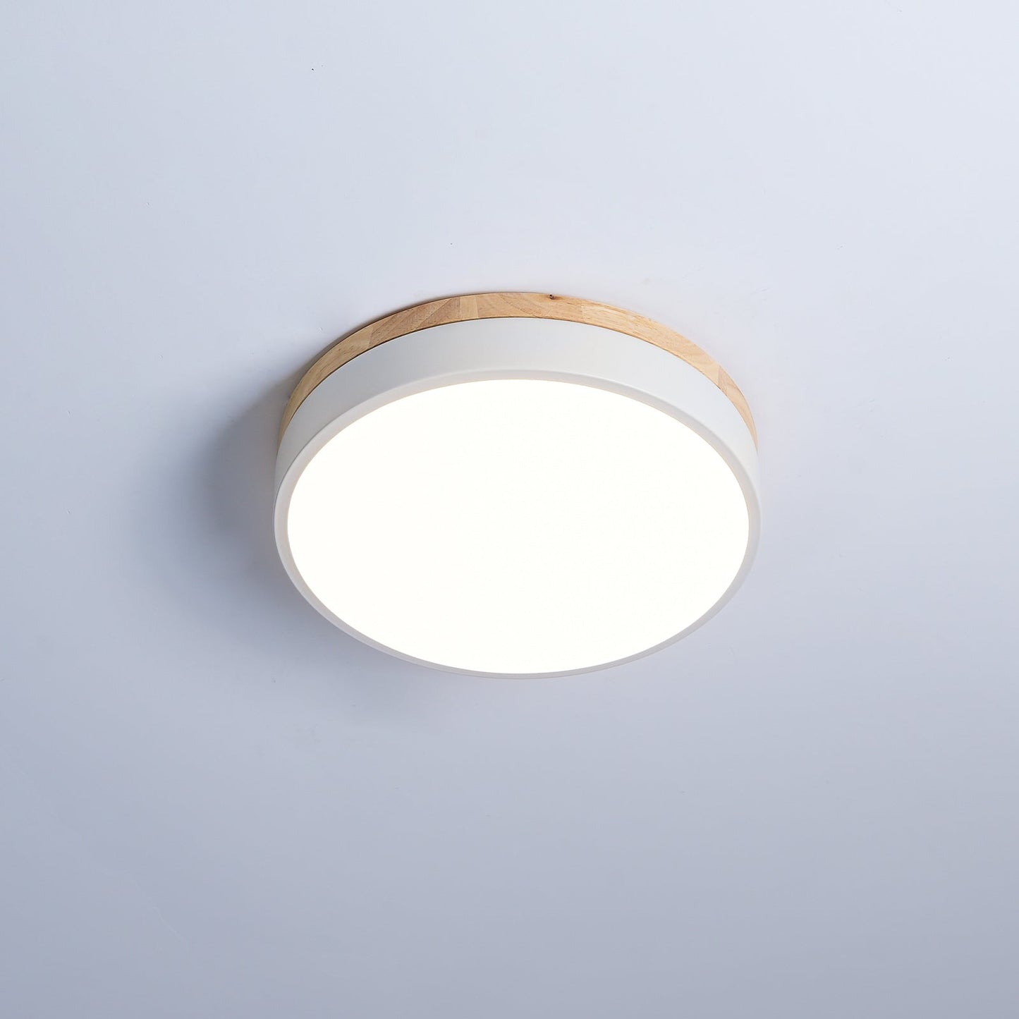 White Round Wooden Flush mount light Ceiling Lamp