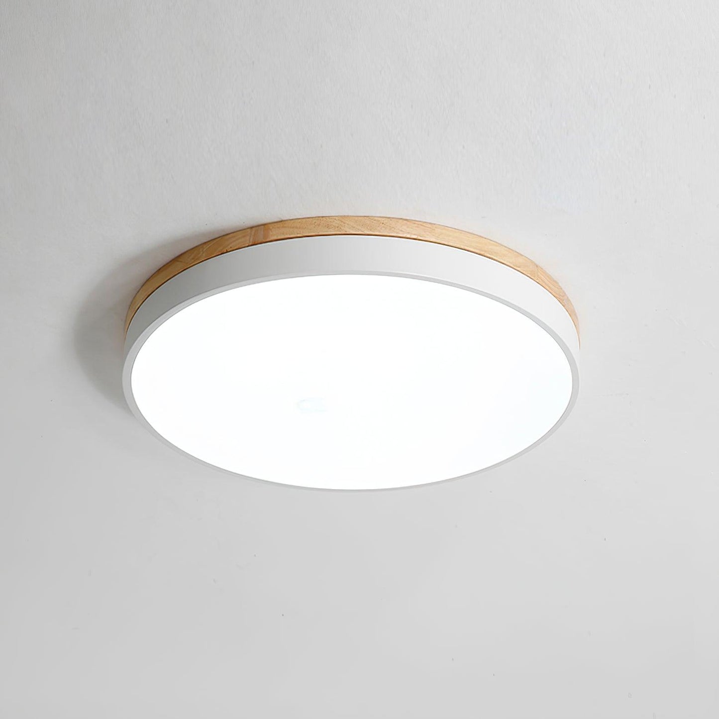 White Round Wooden Flush mount light Ceiling Lamp