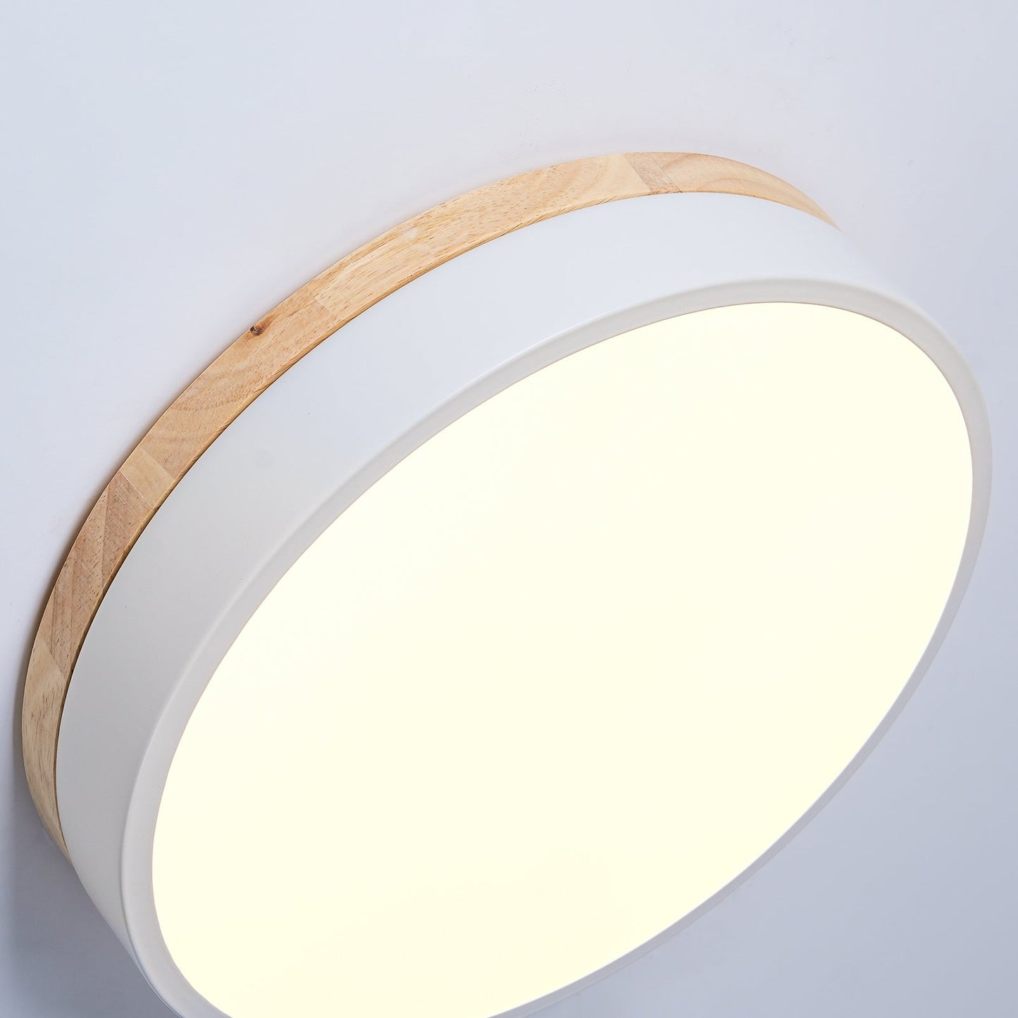 White Round Wooden Flush mount light Ceiling Lamp