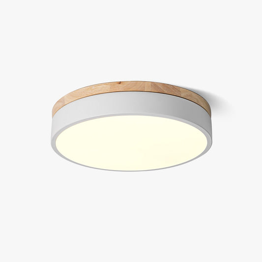 White Round Wooden Flush mount light Ceiling Lamp