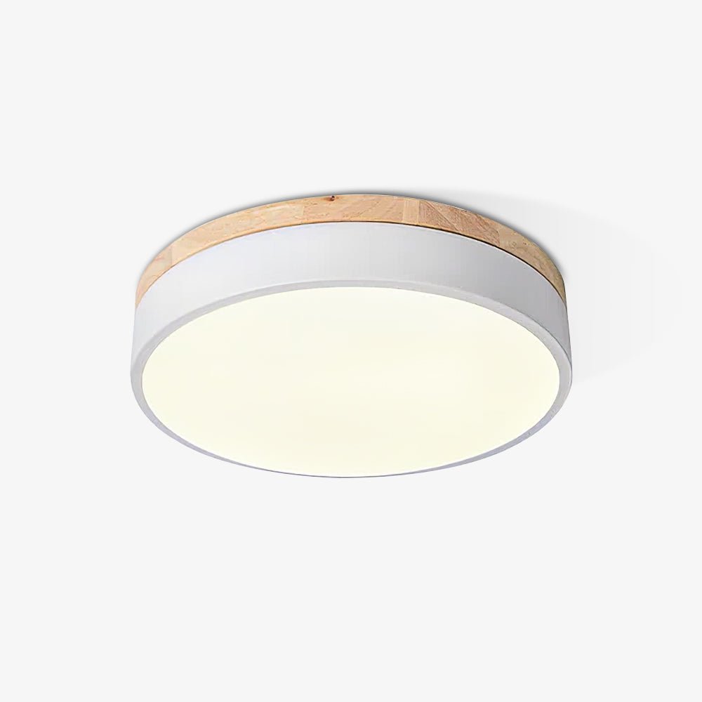 White Round Wooden Flush mount light Ceiling Lamp