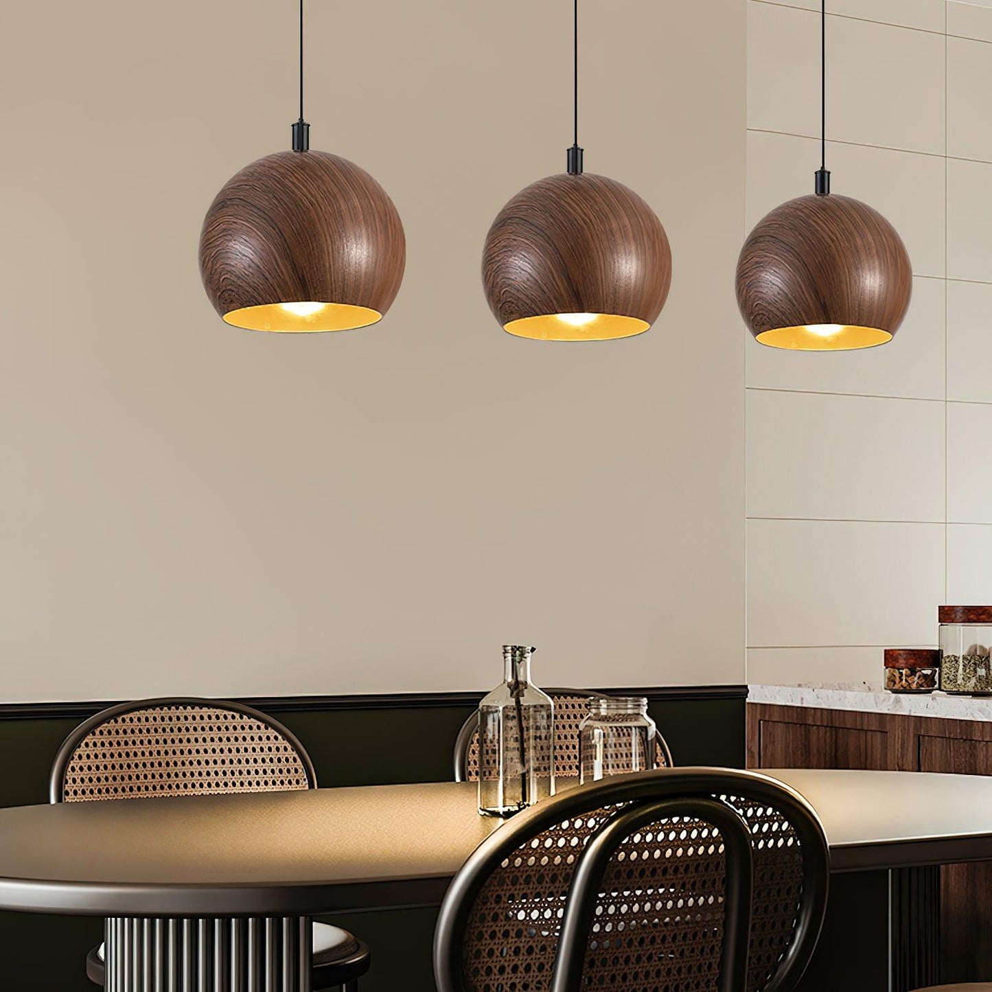 Wood Grain Droplight Pendant Lamp