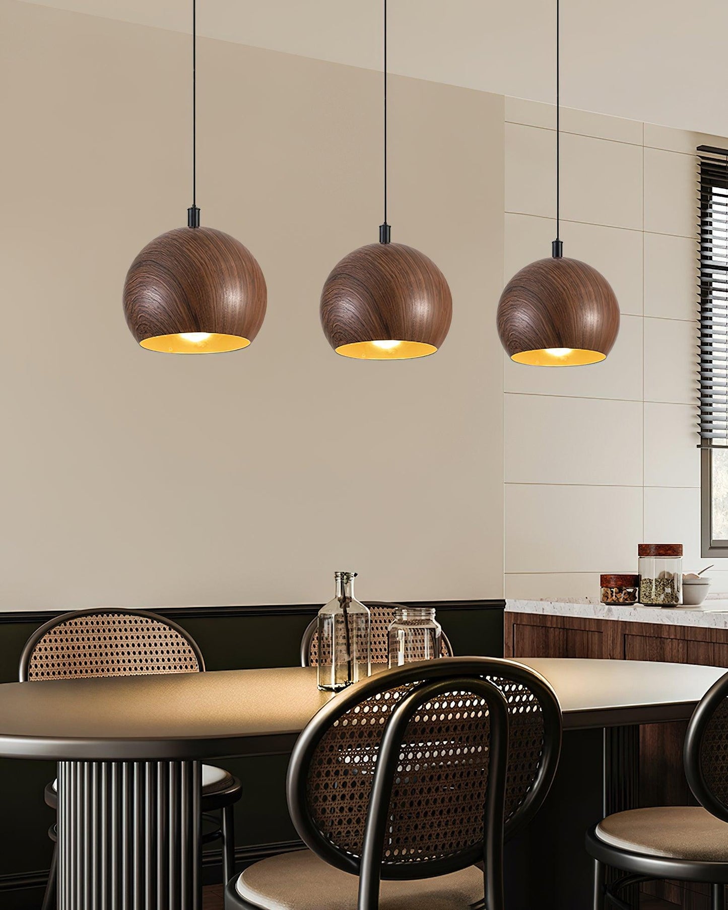 Wood Grain Droplight Pendant Lamp