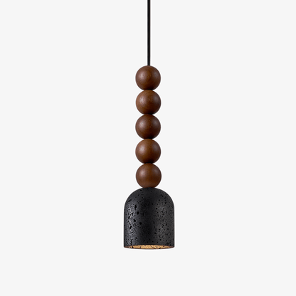 Wood Bead Travertine Pendant Light