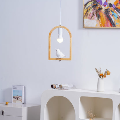 Wood Bird Resin Droplight Pendant Light