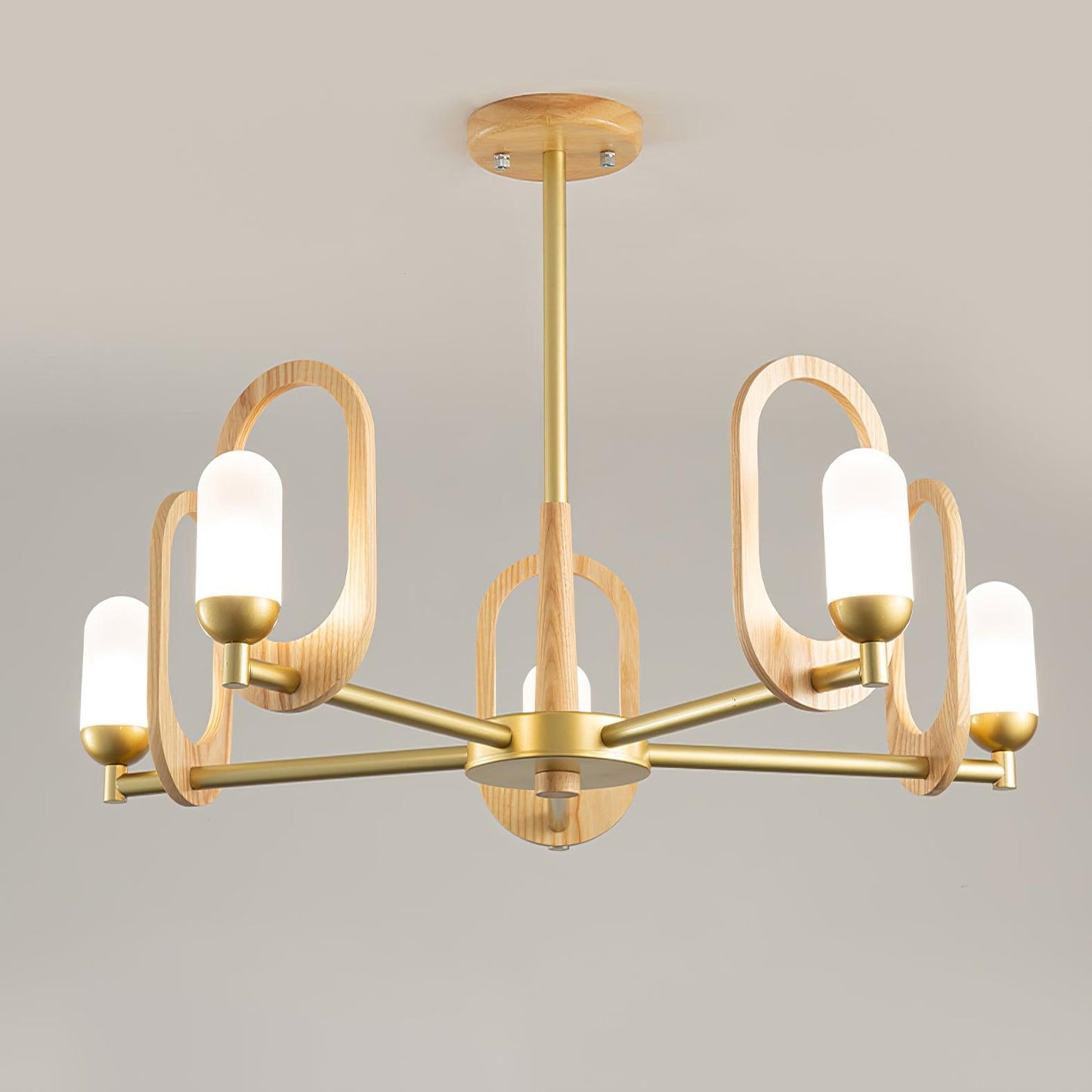 Wood Art Halo Candelabrum Chandelier