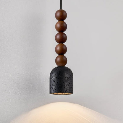 Wood Bead Travertine Pendant Light