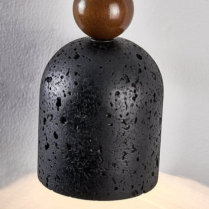 Wood Bead Travertine Pendant Light