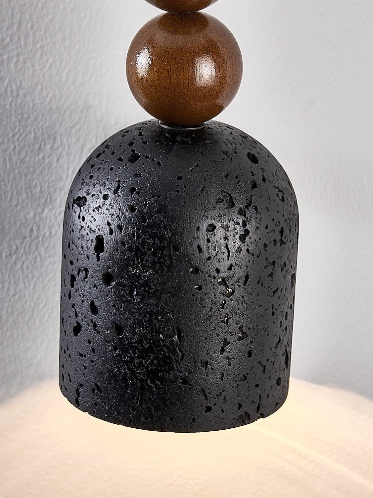 Wood Bead Travertine Pendant Light