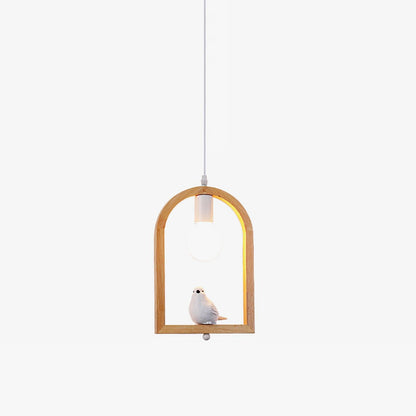 Wood Bird Resin Droplight Pendant Light