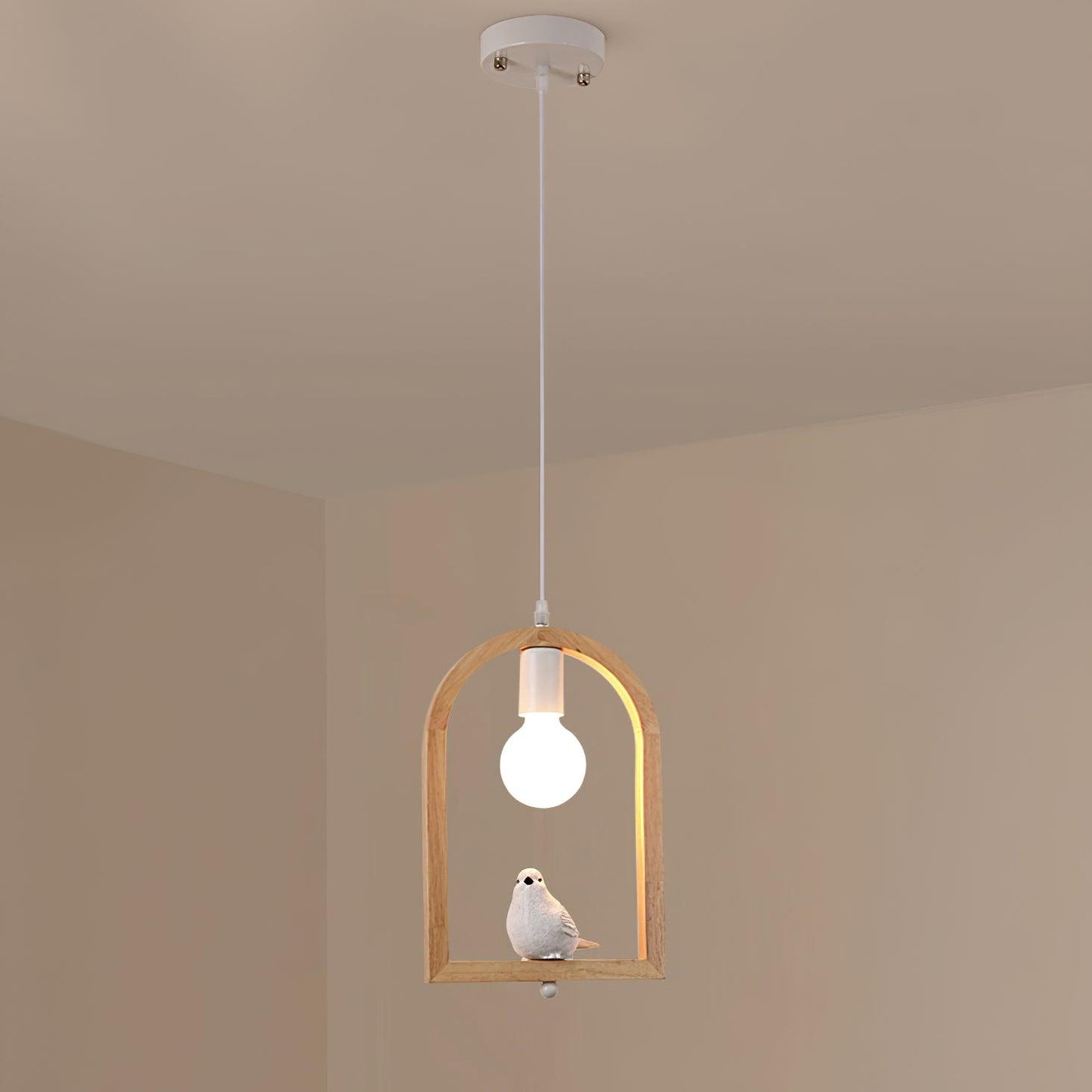 Wood Bird Resin Droplight Pendant Light