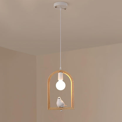 Wood Bird Resin Droplight Pendant Light