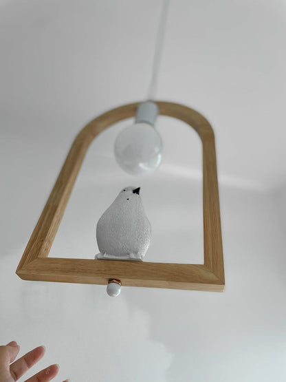 Wood Bird Resin Droplight Pendant Light