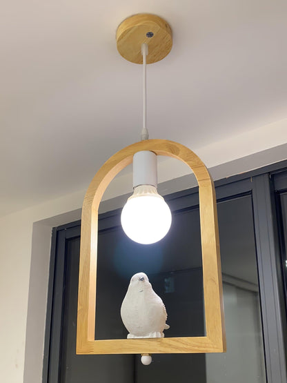 Wood Bird Resin Droplight Pendant Light