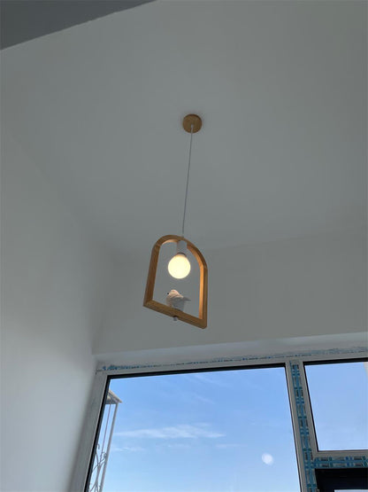 Wood Bird Resin Droplight Pendant Light