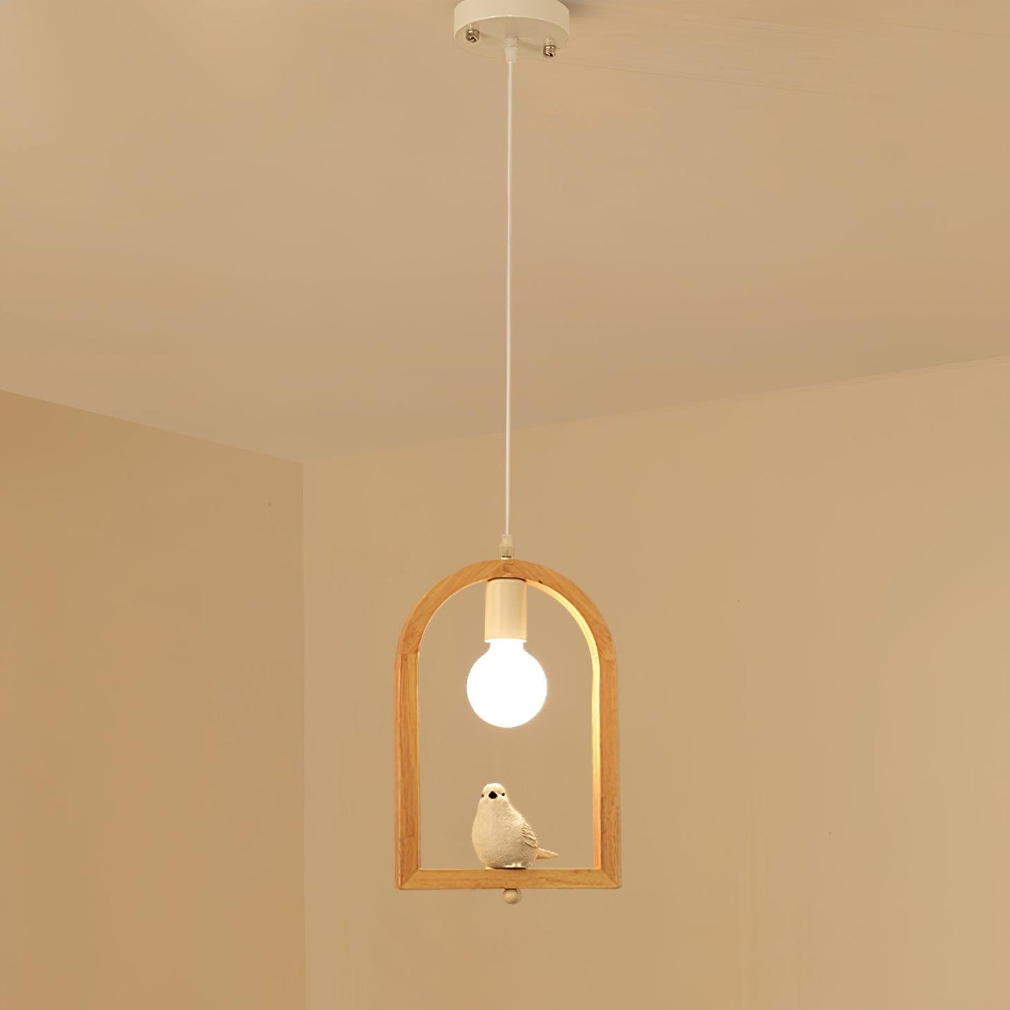 Wood Bird Resin Droplight Pendant Light