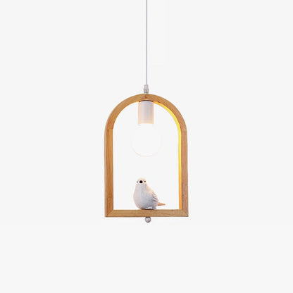 Wood Bird Resin Droplight Pendant Light