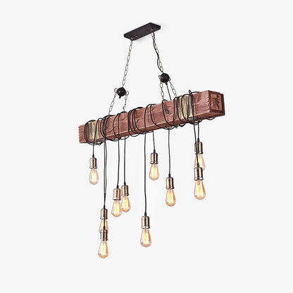 Wood Hanging Multi Electrolier Chandelier