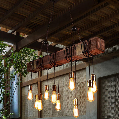 Wood Hanging Multi Electrolier Chandelier