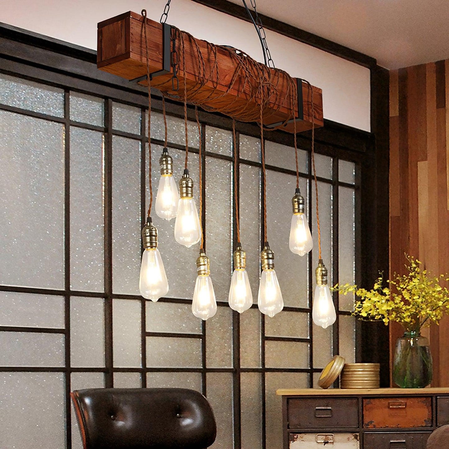 Wood Hanging Multi Electrolier Chandelier