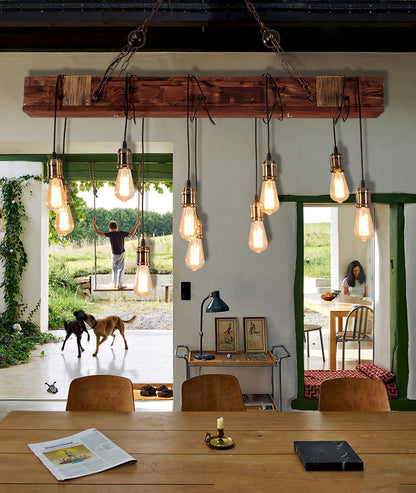 Wood Hanging Multi Electrolier Chandelier