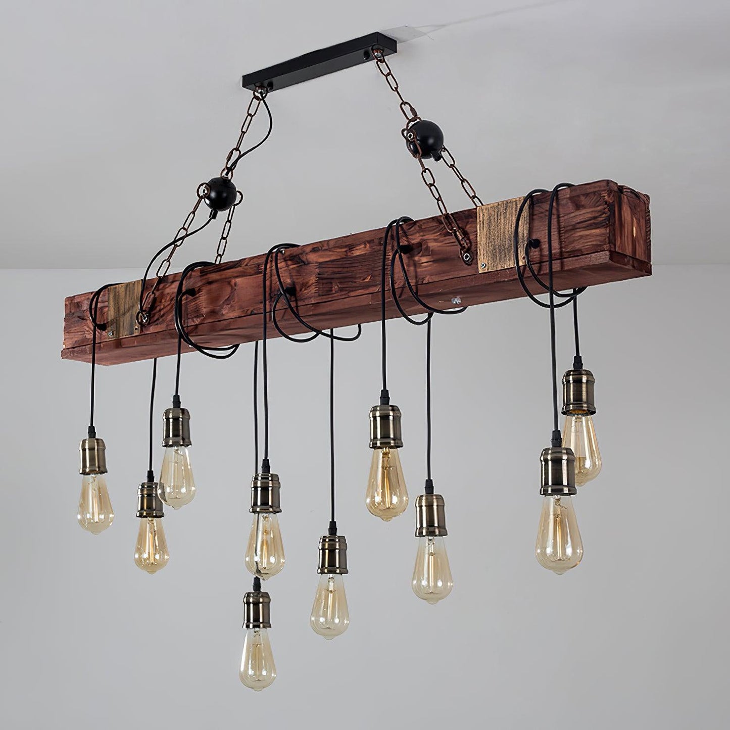 Wood Hanging Multi Electrolier Chandelier