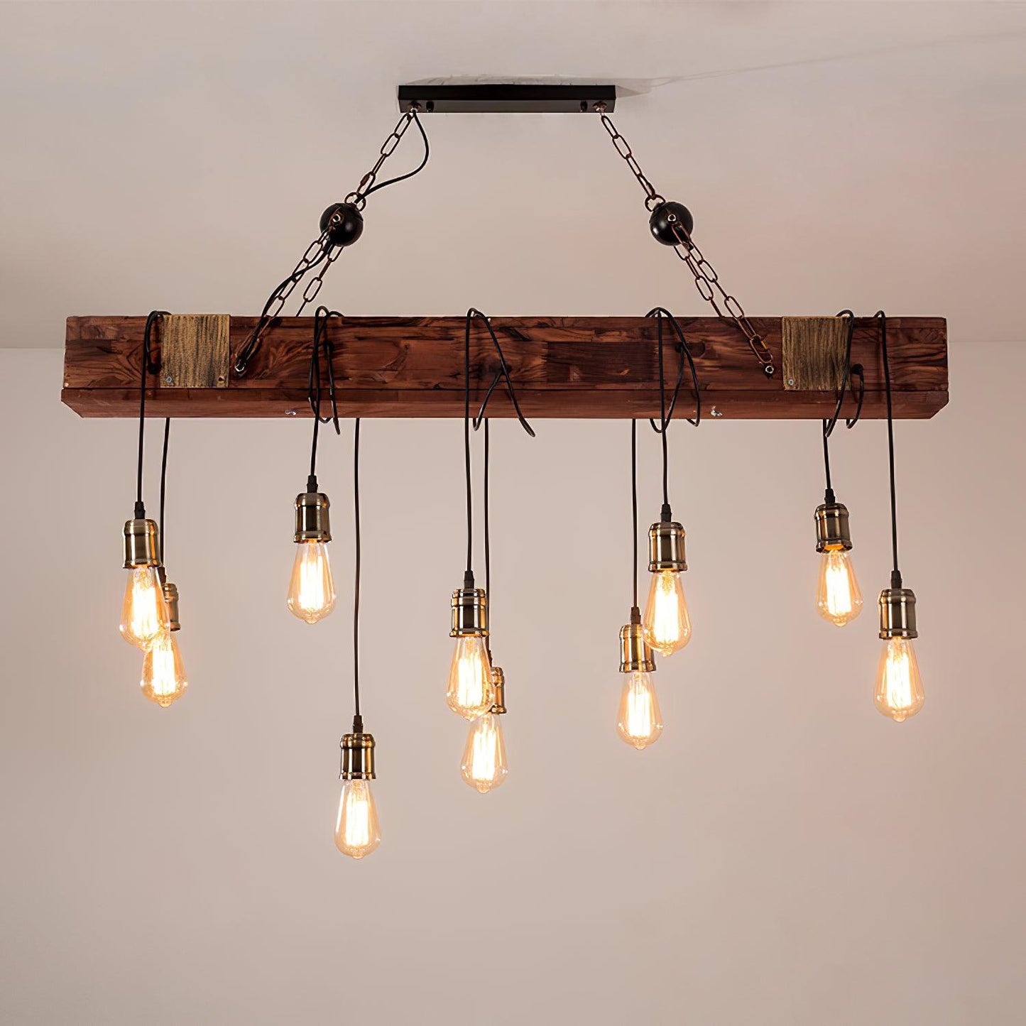 Wood Hanging Multi Electrolier Chandelier