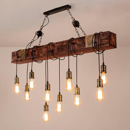 Wood Hanging Multi Electrolier Chandelier