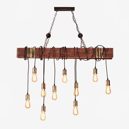 Wood Hanging Multi Electrolier Chandelier