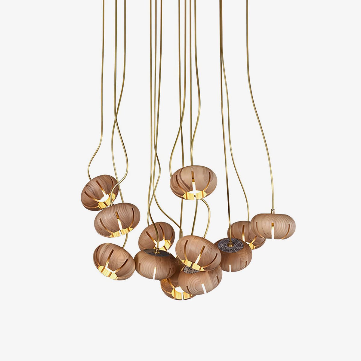 Wood Pumpkin Cluster Gasolier Chandelier