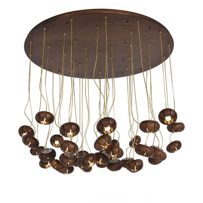 Wood Pumpkin Cluster Gasolier Chandelier