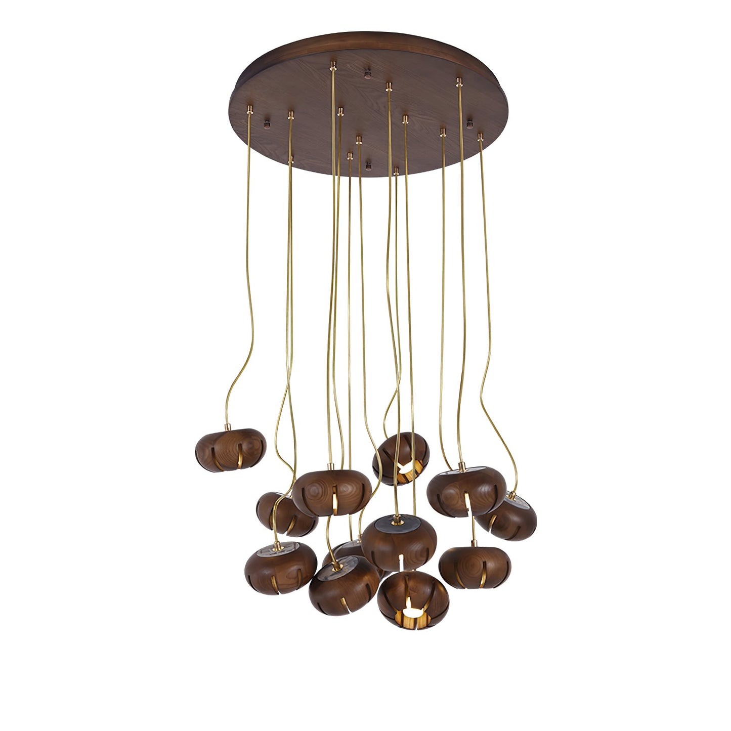 Wood Pumpkin Cluster Gasolier Chandelier