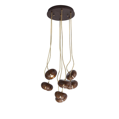 Wood Pumpkin Cluster Gasolier Chandelier