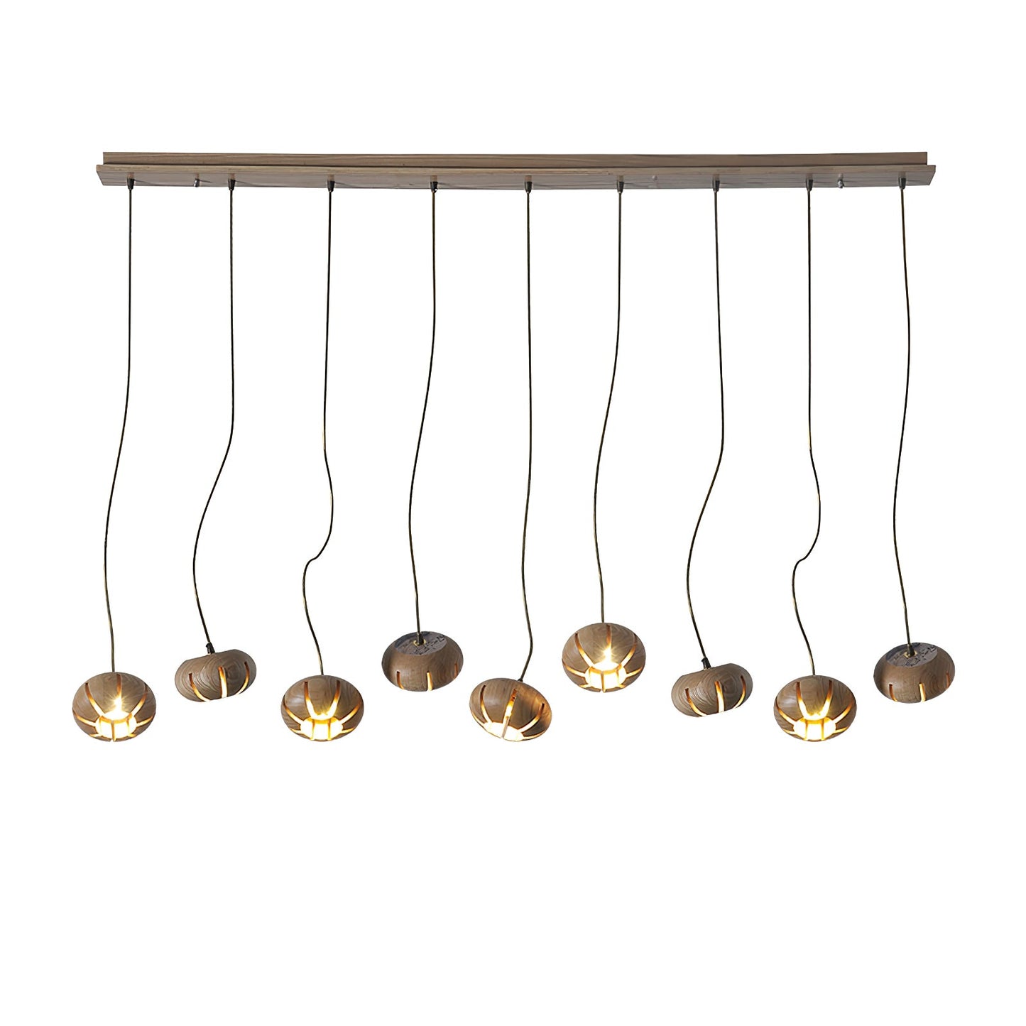 Wood Pumpkin Cluster Gasolier Chandelier