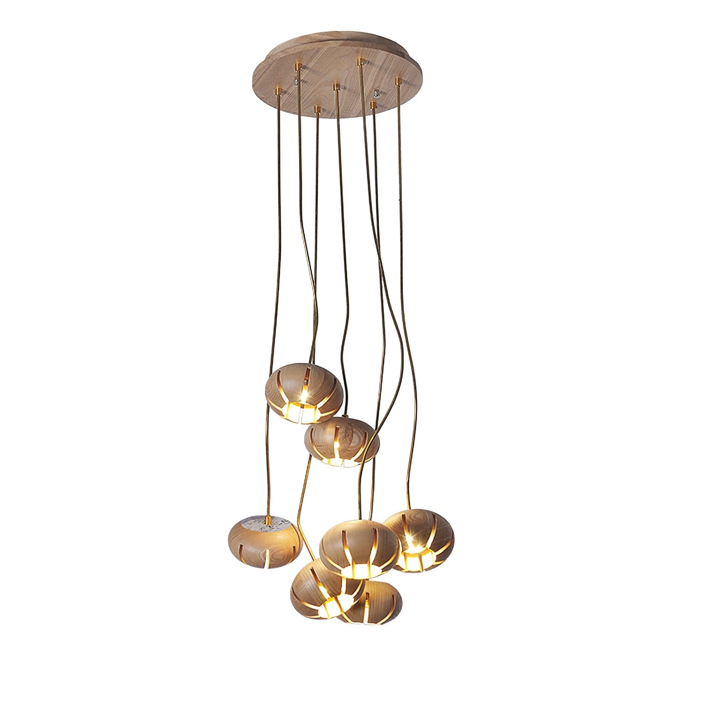 Wood Pumpkin Cluster Gasolier Chandelier