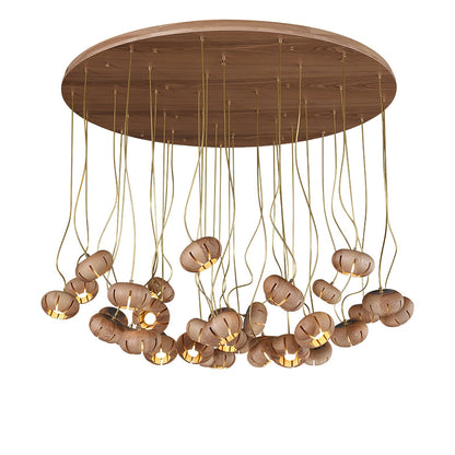 Wood Pumpkin Cluster Gasolier Chandelier