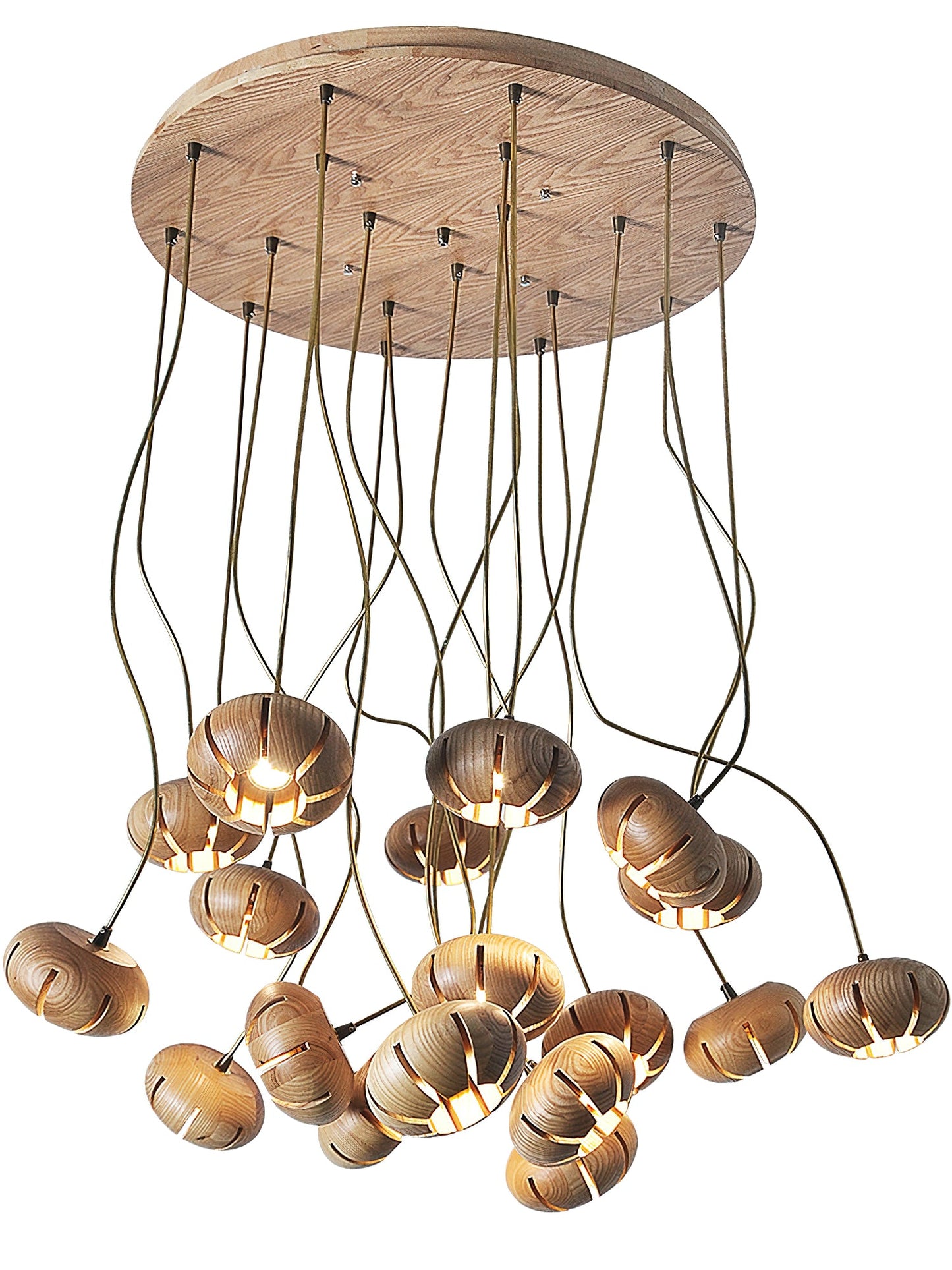 Wood Pumpkin Cluster Gasolier Chandelier