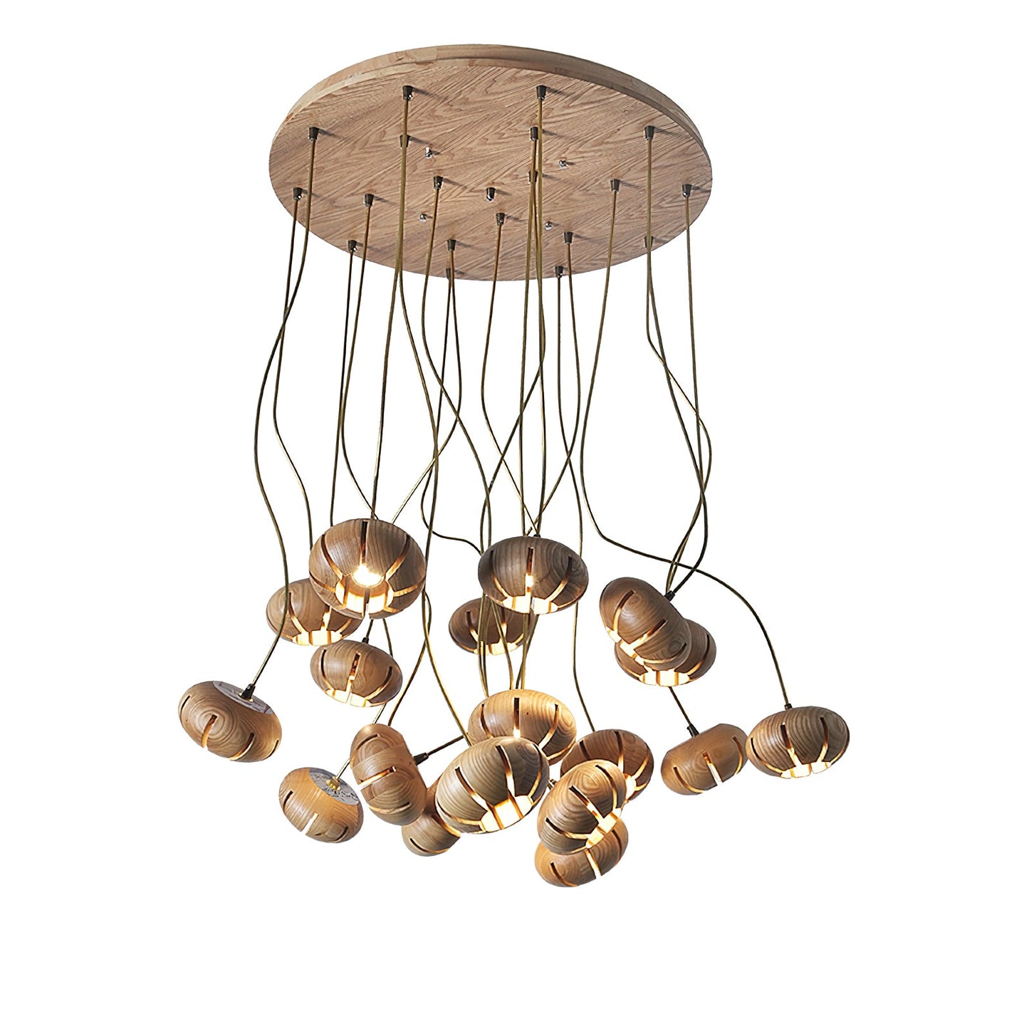 Wood Pumpkin Cluster Gasolier Chandelier