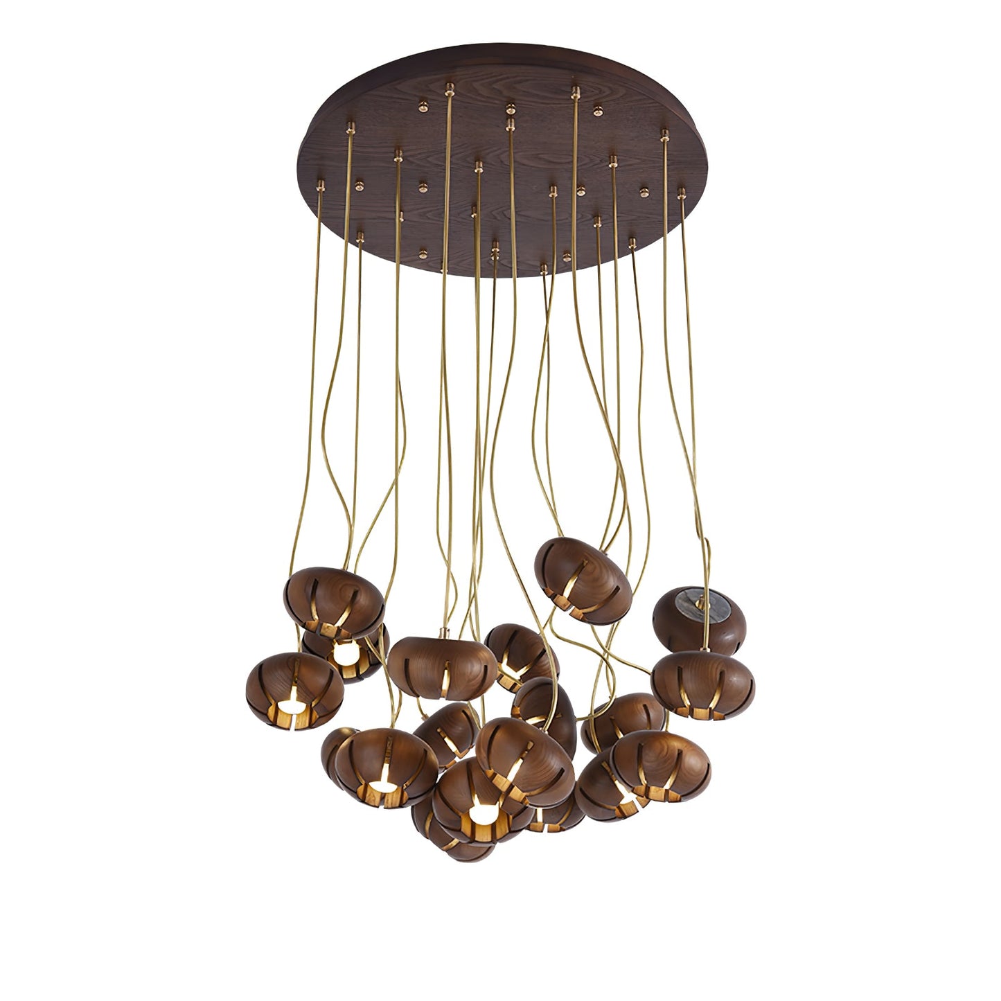 Wood Pumpkin Cluster Gasolier Chandelier