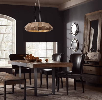 Wooden Patchwork Ring Chandelier