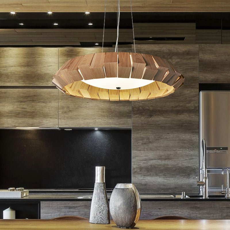 Wooden Patchwork Ring Chandelier
