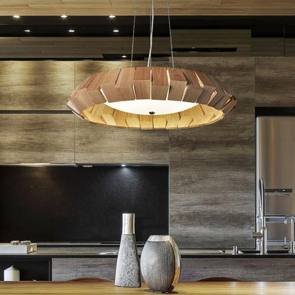 Wooden Patchwork Ring Chandelier