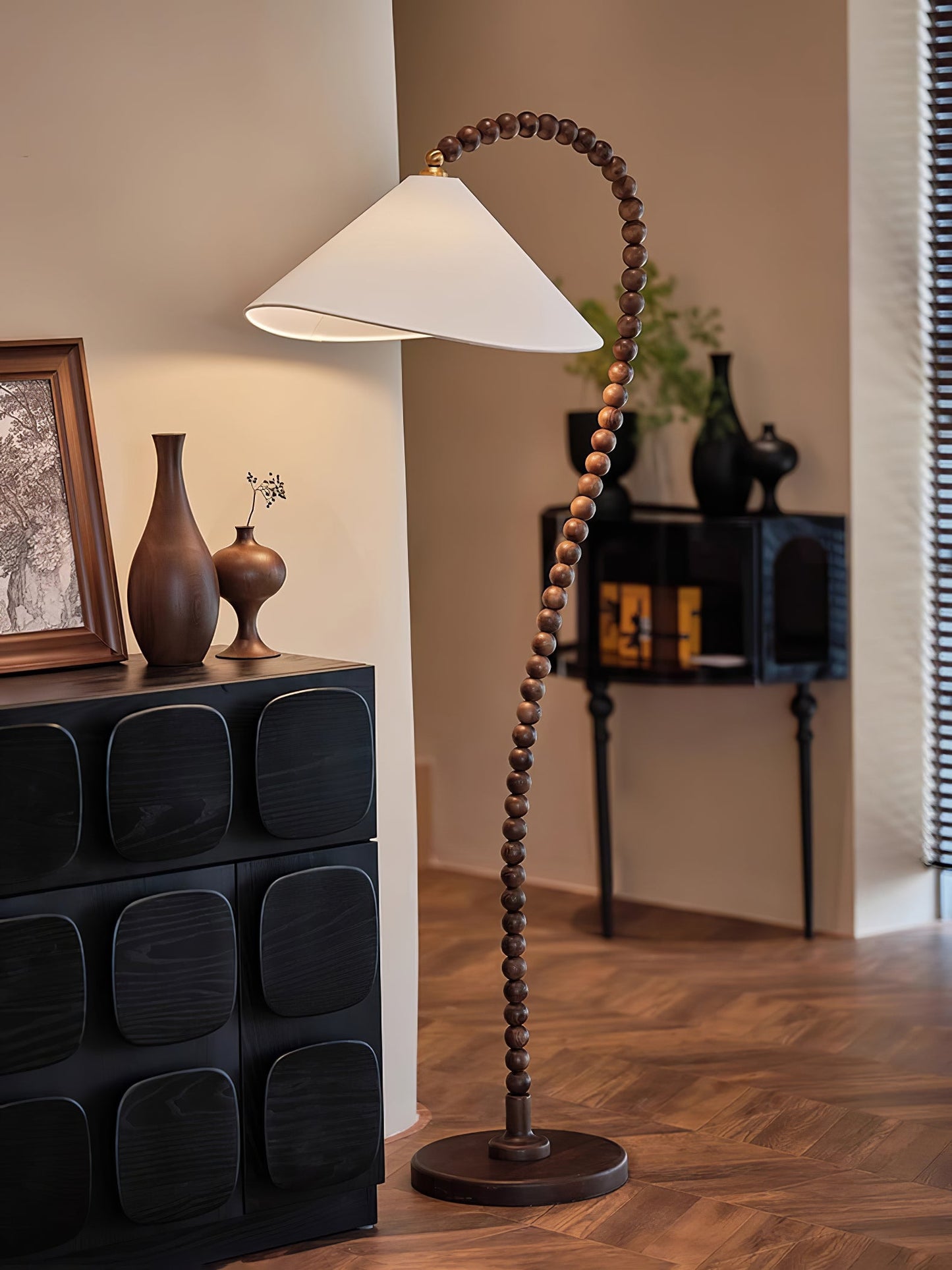 Wooden Bead Floor-mounted Lamp Floor Lamp