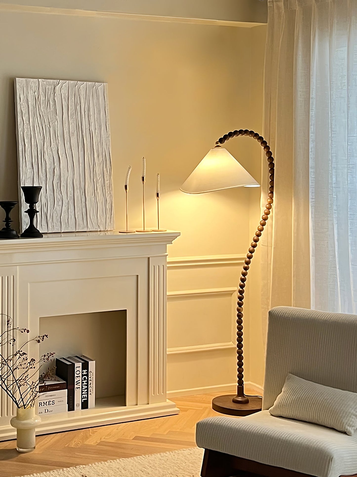 Wooden Bead Floor-mounted Lamp Floor Lamp