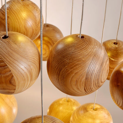 Wooden Orb Sphere Cluster Houselight Pendant Light