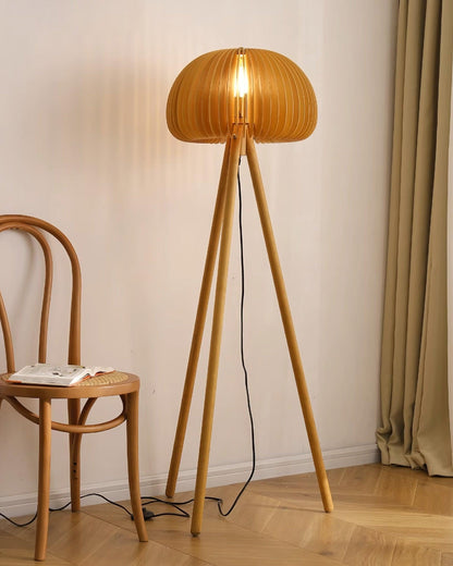 Wooden Pumpkin Uplight Lamp Floor Lamp