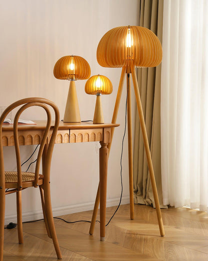 Wooden Pumpkin Uplight Lamp Floor Lamp