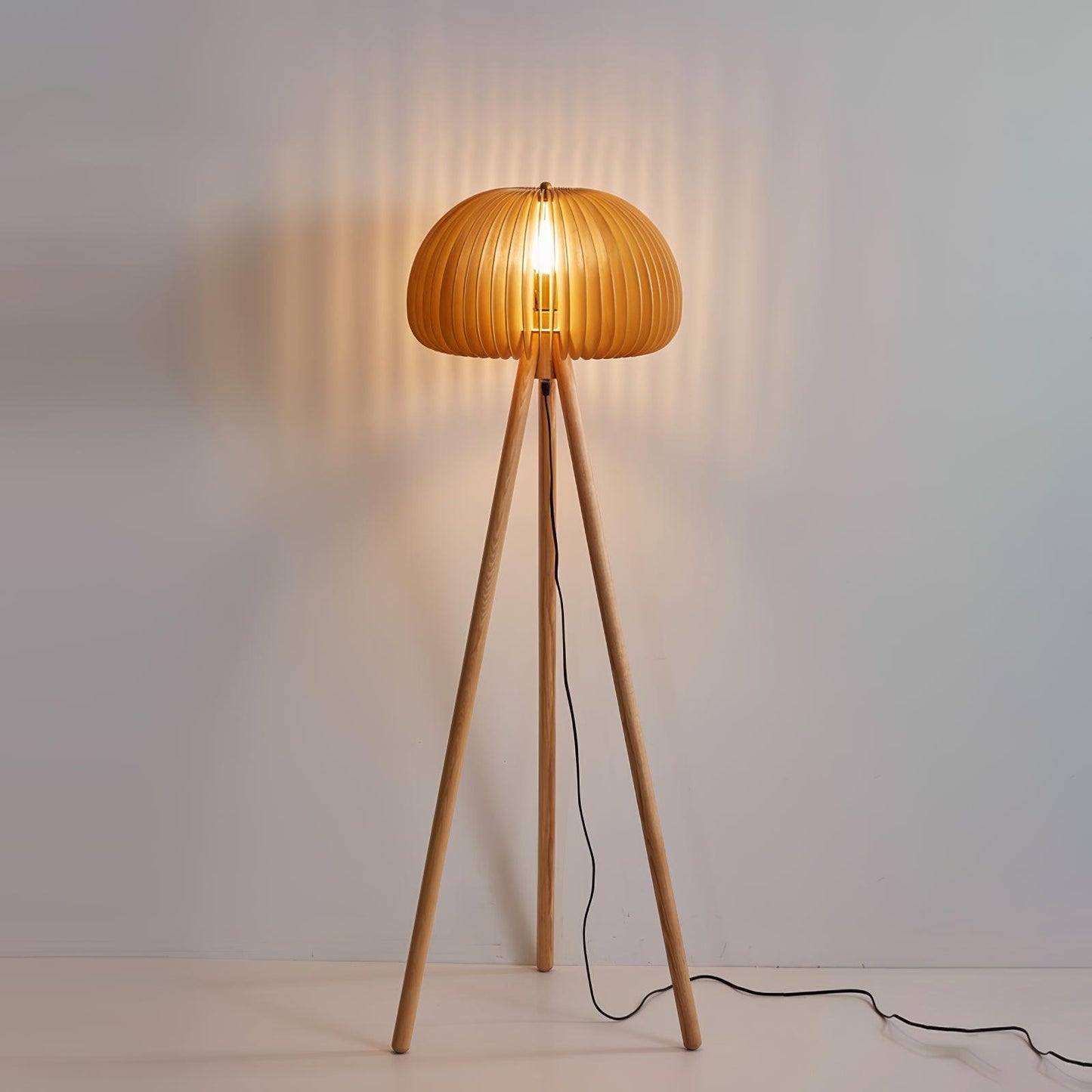 Wooden Pumpkin Uplight Lamp Floor Lamp